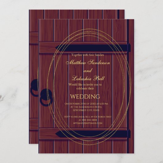  Rustic Dark Barn Wedding Kaart (Voorkant / Achterkant)