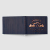 Rustic Dark Blue Wood Mountain Landscape Gastenboek (Volledig)
