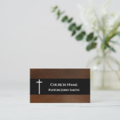 Rustic Dark Brown Leather Church Visitekaartje (Staand voorkant)