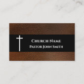 Rustic Dark Brown Leather Church Visitekaartje (Voorkant)