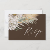 Rustic Dark Brown Watercolor Floral RSVP (Voorkant)