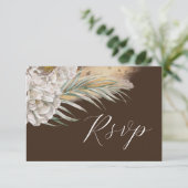 Rustic Dark Brown Watercolor Floral RSVP Kaartje (Staand voorkant)