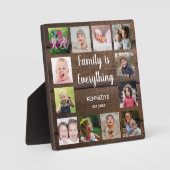 Rustic Dark Brown Wood 12 Foto Collage Family Fotoplaat (Voorkant)