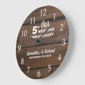 Rustic Dark Brown Wood 5th Wedding Jubileum Grote Klok (Hoek)