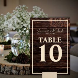 Rustic Dark Brown Wood Cream Wedding Kaart