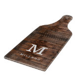 Rustic Dark Brown Wood Family Name Monogramed Snijplank (Hoek)