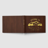 Rustic Dark Brown Wood Mountain Landscape Gastenboek (Volledig)