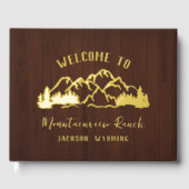 Rustic Dark Brown Wood Mountain Landscape Gastenboek (Voorkant)