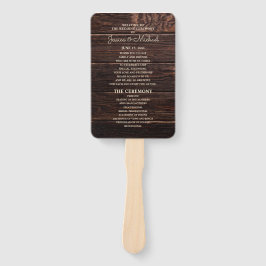 Rustic Dark Brown Wood Wedding Programme Handwaaier