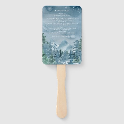 Rustic Dark Dusk Blue Mountains 🏔️Trouwprogramma Handwaaier (Achterkant)
