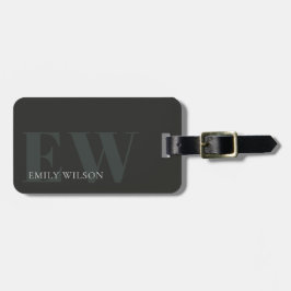 Rustic Dark Dusky Green Monogram Adres Bagagelabel