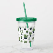 Rustic Dark Green Cactus Desert Pattern Acryl Drinkbeker (Links)