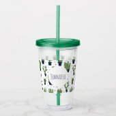 Rustic Dark Green Cactus Desert Pattern Acryl Drinkbeker (Voorkant)