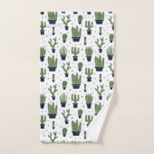 Rustic Dark Green Cactus Desert Pattern Bad Handdoek (Handdoek)