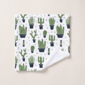 Rustic Dark Green Cactus Desert Pattern Bad Handdoek (Wasdoekje)