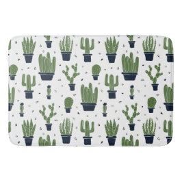 Rustic Dark Green Cactus Desert Pattern Badmat