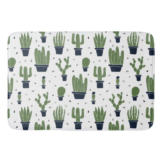 Rustic Dark Green Cactus Desert Pattern Badmat (Voorkant)