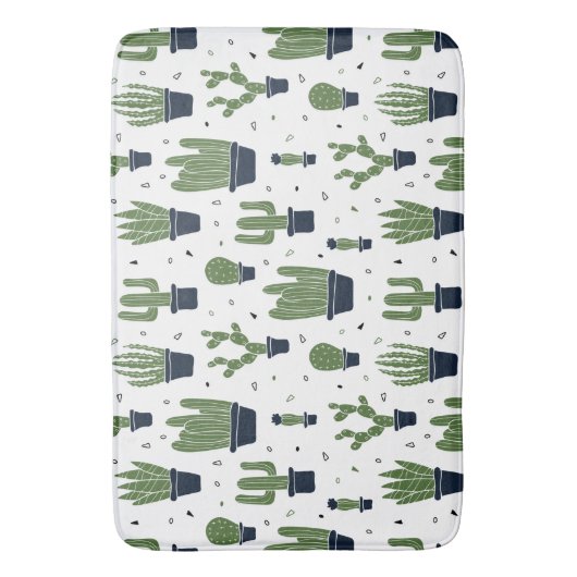 Rustic Dark Green Cactus Desert Pattern Badmat (Voorkant Verticaal)
