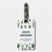 Rustic Dark Green Cactus Desert Pattern Bagagelabel (Achterkant verticaal)