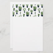 Rustic Dark Green Cactus Desert Pattern Briefpapier (Voorkant / Achterkant)