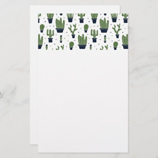 Rustic Dark Green Cactus Desert Pattern Briefpapier (Voorkant / Achterkant)