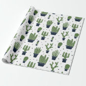 Rustic Dark Green Cactus Desert Pattern Cadeaupapier (Uitgerold)