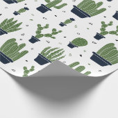 Rustic Dark Green Cactus Desert Pattern Cadeaupapier (Hoek)