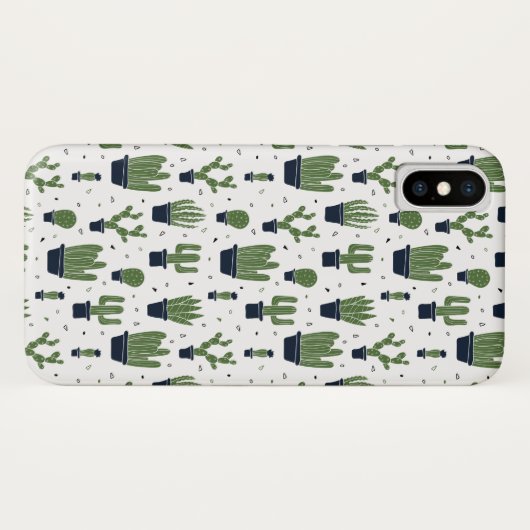 Rustic Dark Green Cactus Desert Pattern Case-Mate iPhone Case (Achterkant (horizontaal))
