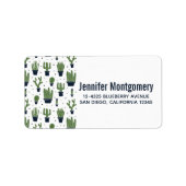 Rustic Dark Green Cactus Desert Pattern Etiket (Voorkant)