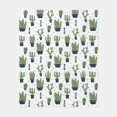 Rustic Dark Green Cactus Desert Pattern Fleece Deken (Voorkant)