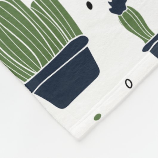 Rustic Dark Green Cactus Desert Pattern Fleece Deken (Hoek)