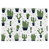 Rustic Dark Green Cactus Desert Pattern Groot Cadeauzakje (Achterkant)