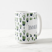 Rustic Dark Green Cactus Desert Pattern Koffiemok (Voorkant rechts)
