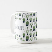 Rustic Dark Green Cactus Desert Pattern Koffiemok (Voorkant links)