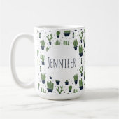 Rustic Dark Green Cactus Desert Pattern Koffiemok (Links)