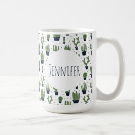 Rustic Dark Green Cactus Desert Pattern Koffiemok