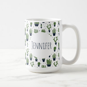 Rustic Dark Green Cactus Desert Pattern Koffiemok