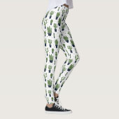 Rustic Dark Green Cactus Desert Pattern Leggings (Rechts)