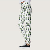 Rustic Dark Green Cactus Desert Pattern Leggings (Links)