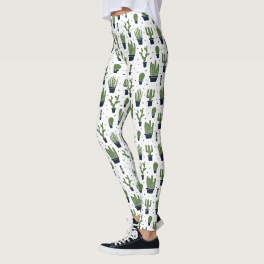 Rustic Dark Green Cactus Desert Pattern Leggings (Links)