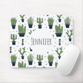 Rustic Dark Green Cactus Desert Pattern Muismat (Met muis)