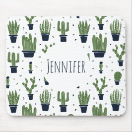 Rustic Dark Green Cactus Desert Pattern Muismat