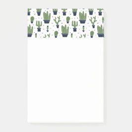 Rustic Dark Green Cactus Desert Pattern Post-it® Notes