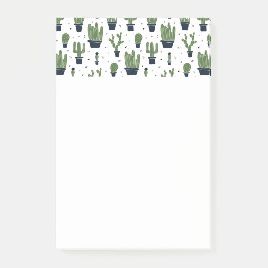 Rustic Dark Green Cactus Desert Pattern Post-it® Notes (Voorkant)