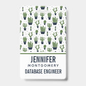 Rustic Dark Green Cactus Desert Pattern Professie Badge (Achterkant)