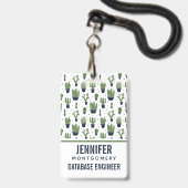 Rustic Dark Green Cactus Desert Pattern Professie Badge (Achterkant met lanyard)