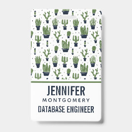 Rustic Dark Green Cactus Desert Pattern Professie Badge