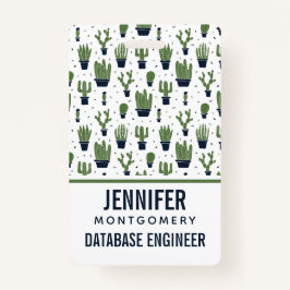 Rustic Dark Green Cactus Desert Pattern Professie Badge
