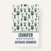 Rustic Dark Green Cactus Desert Pattern Professie Badge (Achterkant)