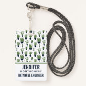 Rustic Dark Green Cactus Desert Pattern Professie Badge (Achterkant met draagriem)